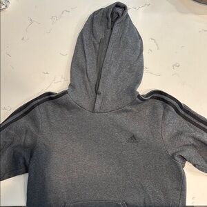 Adidas Charcoal Hoodie with Black Stripes